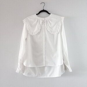 BUFFALO white peter pan collar button up shirt with eyelet lace